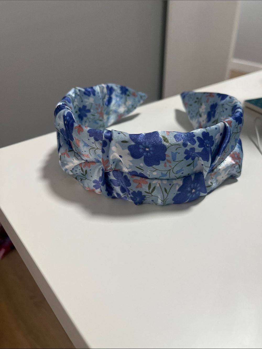 Blue Floral Knotted Headband